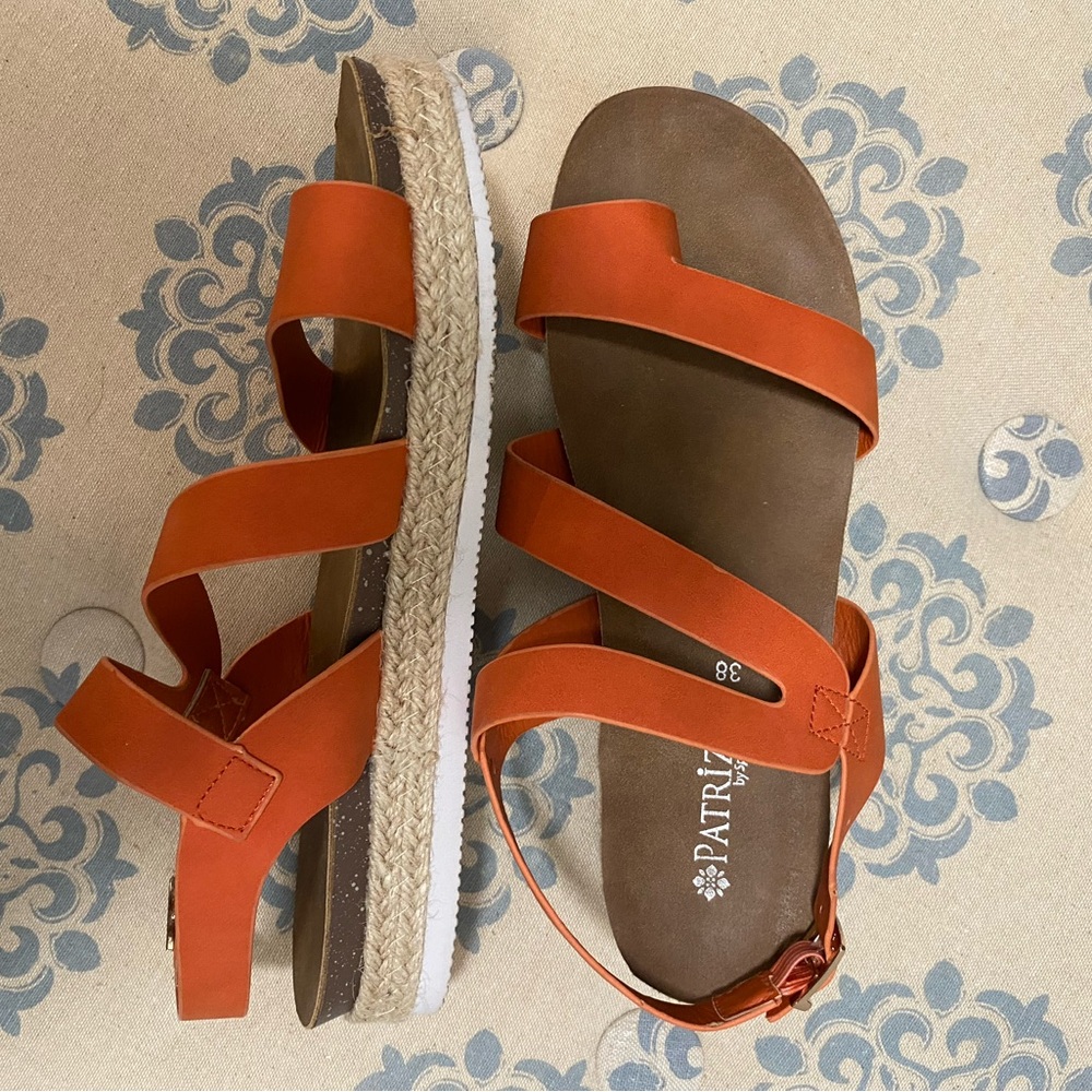 Patrizia by Spring Step "Kalissa" Orange Strappy Sandals Size 38